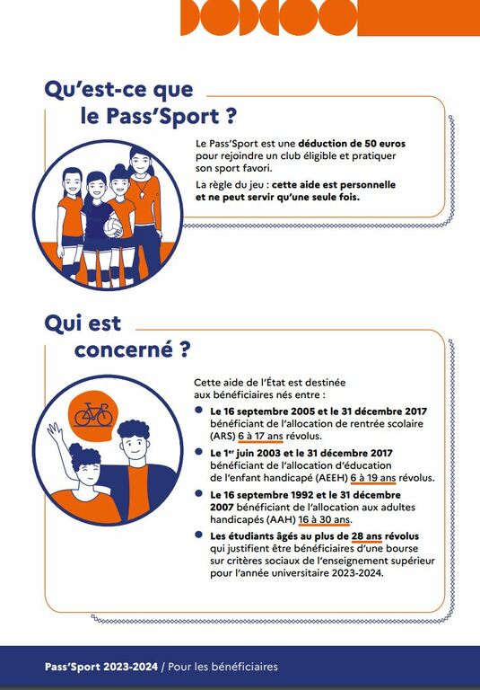 Le Pass'Sport reconduit pour la saison 2023/2024 