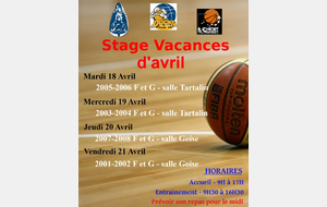 Stage vacances de Pâques