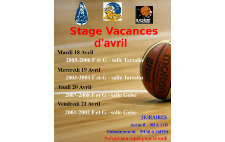Stage vacances de Pâques